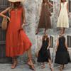 Летние женские платья-майки без рукавов, свободные, повседневные, однотонные платья