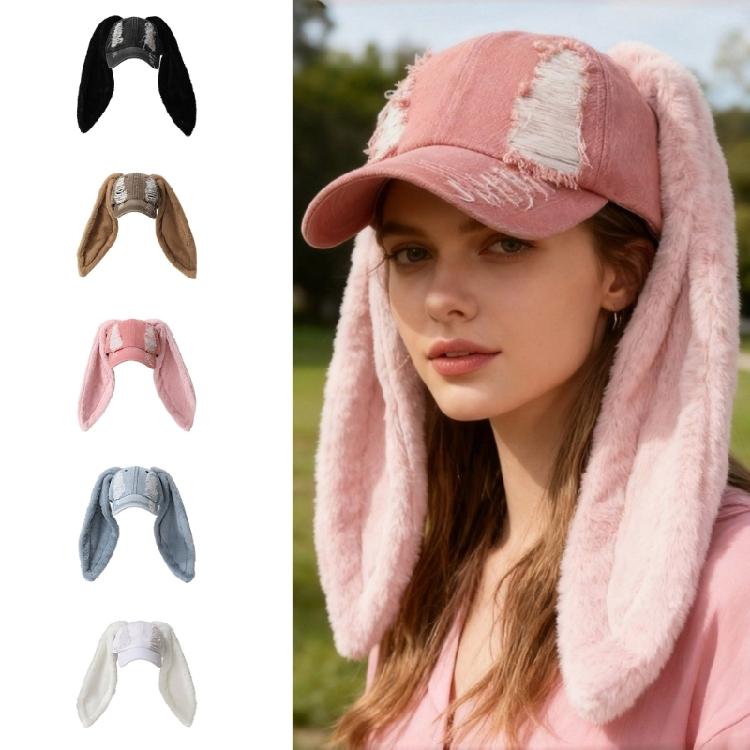 Плюшевая бейсболка с ушками кролика, гибкие snapback, кепка папы, головной убор в стиле аниме для женщин, подростков, тематической вечеринки, музыкального фестиваля