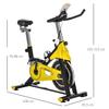 HOMCOM Fitness exercise bike with multifunction LCD screen, adjustable saddle and handlebars, black and yellow steel
