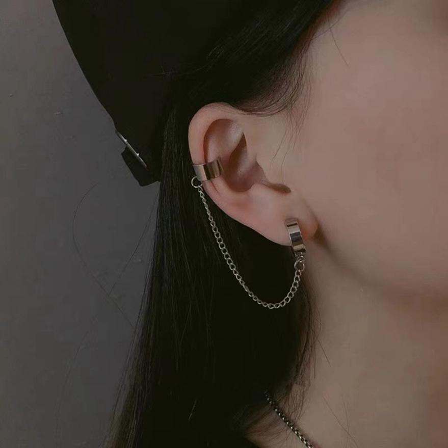 Серьги-цепочки из нержавеющей стали в стиле панк, безболезненные зажимы для ушей, женские серьги, ювелирные изделия, подарки