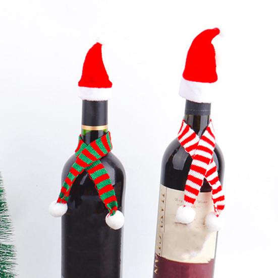 8 шт. Рождественский миниатюрный шарф Санта-Клауса, чучело медведя, многофункциональное рождественское украшение для бутылок вина, домашние животные, поделки