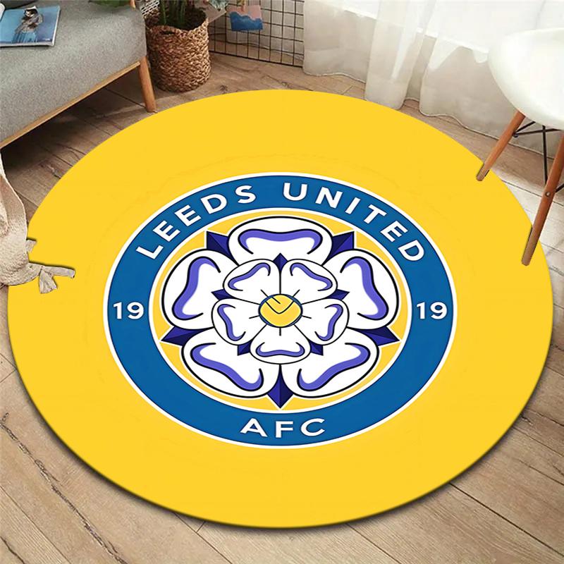 Leeds United Football Club Round Area Rug,Carpet Rug for Living Room Bedroom Sofa Playroom Decor,Non-slip Floor Mat