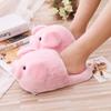 Women Pink Piggy Plush Slippers Indoor Floor Shoes Pig Cartoon Animals Winter Warm Anti-slip Slippers