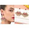 Pink Kundan Austrian Diamonds & Beads Dangle Ethnic Earrings For Women