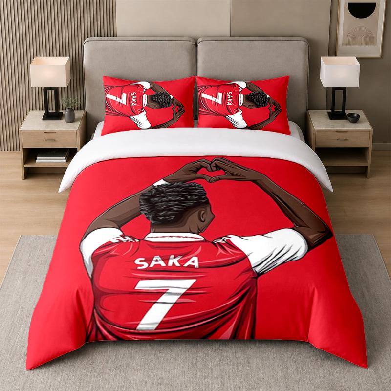 3Pcs Bedding SetBukayo Saka Soft Bed Sheet and Two Pillowcases Home Bedroom Decor