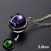 Luminous Starry Sky Glass Ball with Constellation Pattern Pendant Necklace - Men's Fashion Zinc Alloy Jewelry