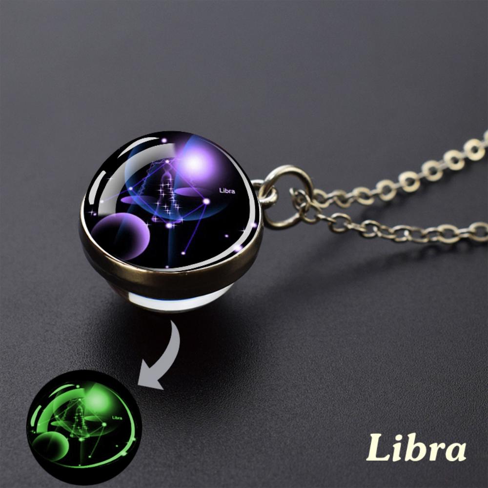 Luminous Starry Sky Glass Ball with Constellation Pattern Pendant Necklace - Men's Fashion Zinc Alloy Jewelry