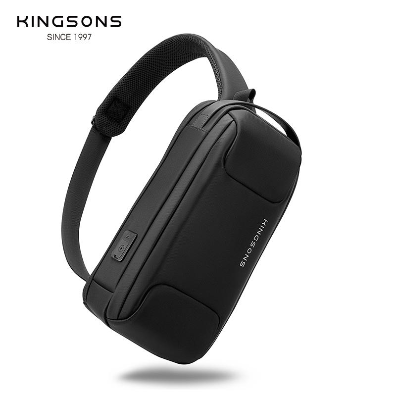 Мужская нагрудная сумка Kingsons Сумка для планшета 9,7 дюйма Лаконичный дизайн Деловая сумка-слинг Водонепроницаемая сумка через плечо Черная KS3288W-A