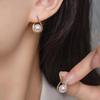 Simple Temperament 925 Sterling Silver Irregular Geometric Crossed Hollowed-out Pearl Stud Earrings for Women Piercing Jewelry