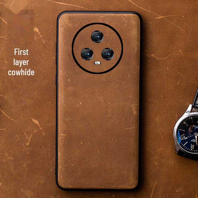Honor Magic5 Pro Cowhide Leather Full Cover Protective Case
