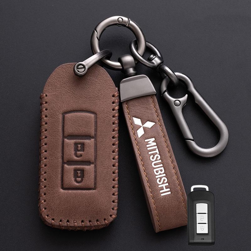 Car Key Case Cover Keyless Leather Shell for Mitsubishi Outlander Lancer Eclipse Mirage Xpander ASX Pajero Cross Montero Eclipse