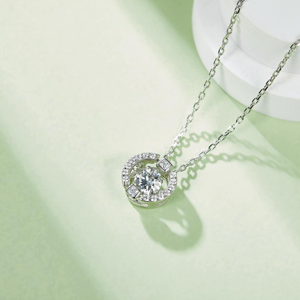 Стерлингового серебра 925 пробы, 5 мм, Гра Муассанит, пройденный тест, с бриллиантами, белое золото, кулон, ожерелья, помолвка, подарок на годовщину, ювелирные изделия