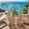 Functional Collectible Glass Cup Ocean-Themed Cup, Jellyfish/Dolphins/Sea Turtles/Octopus Hand-Painted, Thickened Drinking Decorative Ocean Style Gift