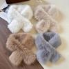 Warm Imitation Fur Rabbit  Scarf Thickened Cross Neck Scarf Kawaii Cross Scarf  Women Girl