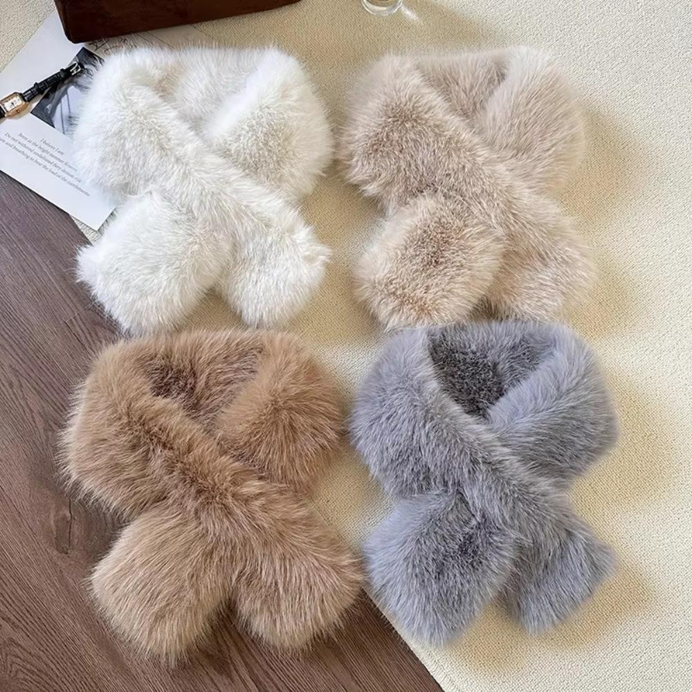 Warm Imitation Fur Rabbit Scarf Thickened Cross Neck Scarf Kawaii Cross Scarf Women Girl