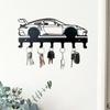 1 PC Black Racing Car with Key Hooks Metal Wall Art - Modern Home Decor for Bedroom, Living Room, or Bathroom