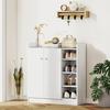 Shoe Rack for 12 Pairs, 4 Open Shelves, 2 Doors, Adjustable Shelves, 83x30x90cm, White