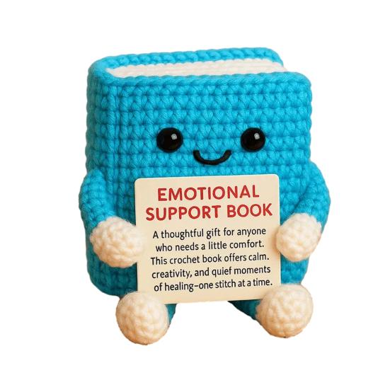 Вязаная крючком книга эмоциональной поддержки, ручная работа, позитивная книга, кукла, вязаное крючком украшение с поощрительной открыткой, поднимающее настроение, подарок для любимых и друзей