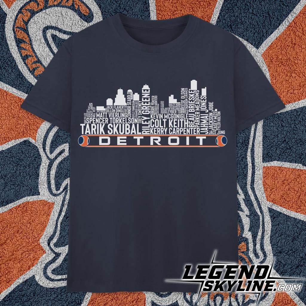 Detroit Baseball Team Current Roster Detroit City Skyline Shirt and kids tshirts