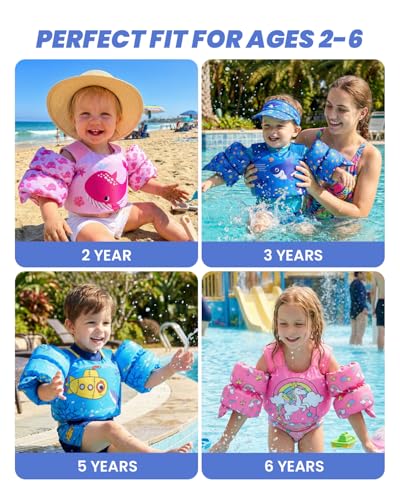 Детский спасательный жилет Gogokids с нарукавниками, 15-30 кг, сертифицирован по EN 13138-1, жилет для плавания для детей от 2 до 6 лет, надувной жилет для малышей без необходимости надувания w