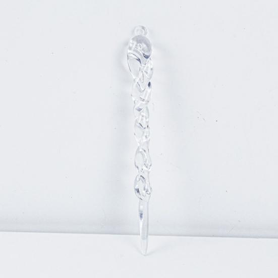 12 Pcs Clear Crystal-like Icicles Pendant Realistic Icicle Hanging Ornament Simulated Spiral Ice Cone for Xmas Tree Winter Ice Snow Theme Wonderland