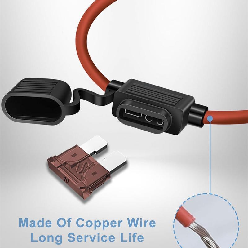 10 AWG Inline Fuse Holder - 12 Volts Fuse Holder Waterproof for 40A Blade Fuse 10 Gauge (6 Pack) for Pickup Trucks, Cars, RVs