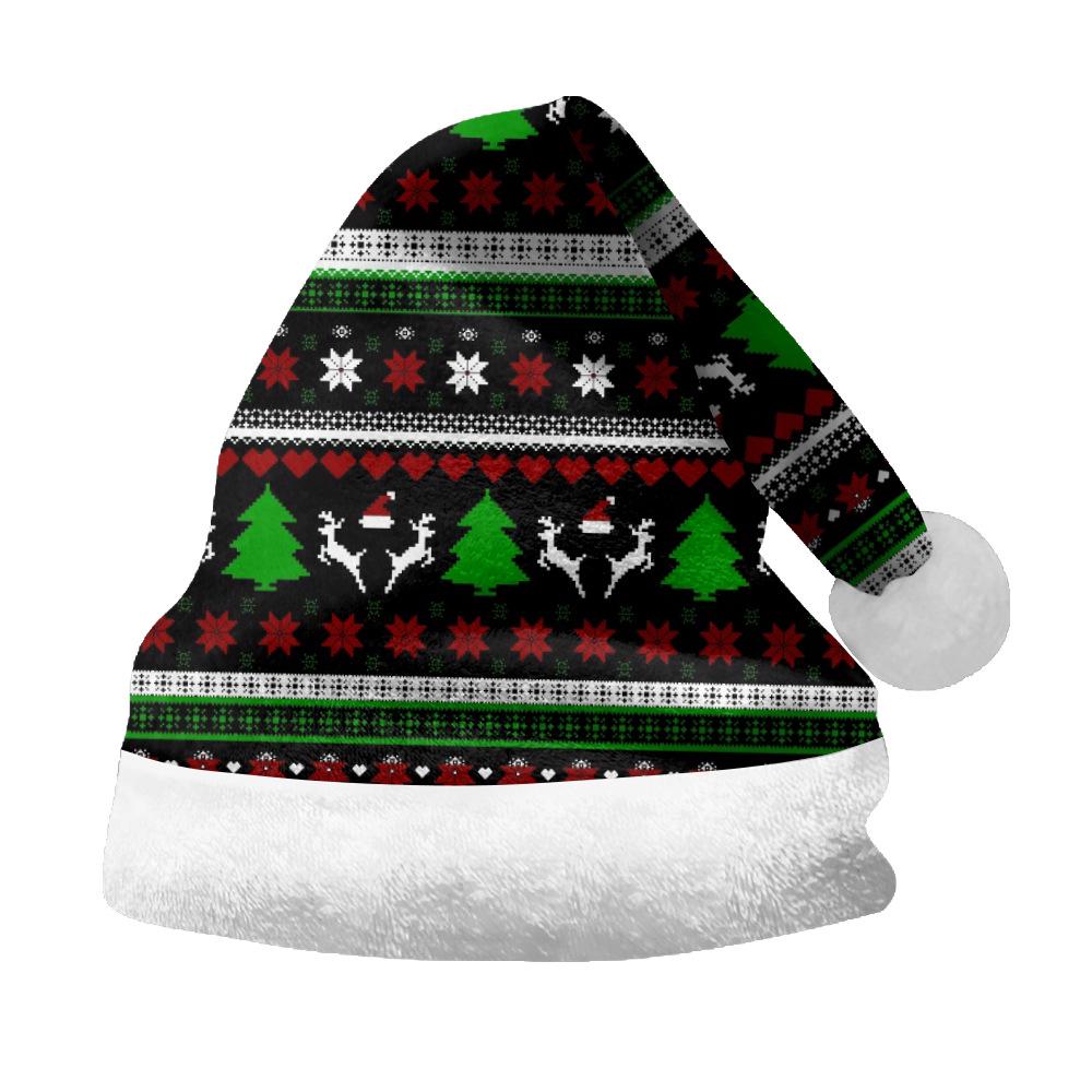 2024 Plush Velvet Double-Sided Santa Hat for Adults & Children - Custom Printed