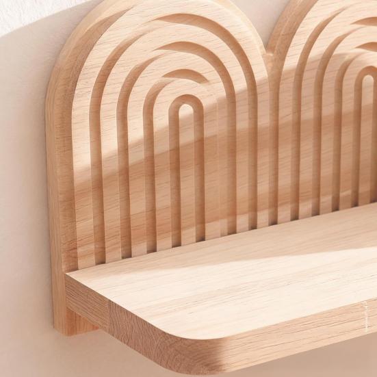 Спиральная настенная плавающая полка Богема Фермерский дом Рустик Деревянная настенная полка для дисплея Украшение Гостиная Спальня Ванная Комната Стеллаж для хранения