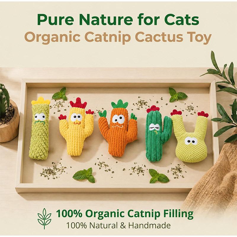 Cat Pet Gnawing Toy Cactus Series Plush Teeth Cleaning Fun Catnip Pillow Soft Plush Cats Enjoy Chewing And Busy Interactive Toys