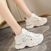 Spring and Autumn Popular Mesh Breathable Inner Height Increase Women's Shoes 2025 Thick-soled Women's Sports Shoes Soft-soled Non-slip Dad Shoes W