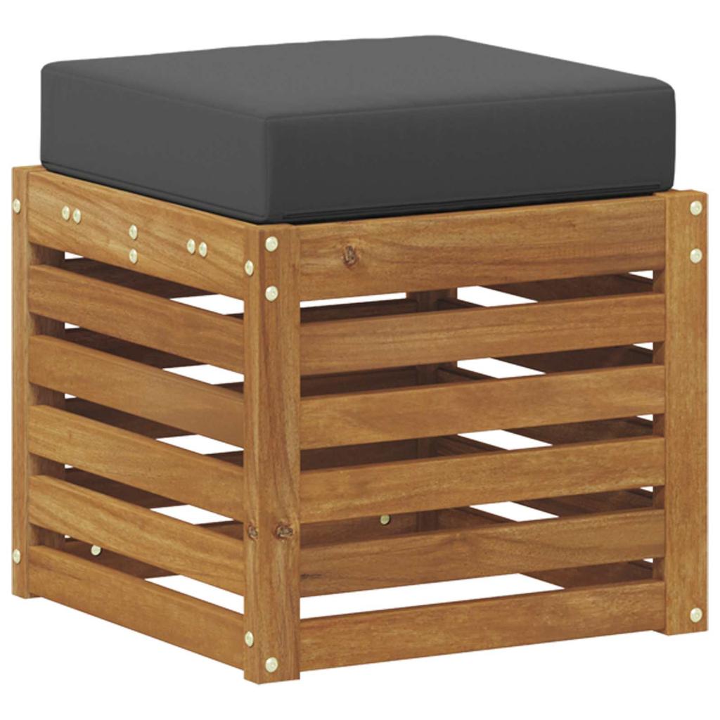2 Piece Stool Bench in Natural and Anthracite Solid Acacia Wood