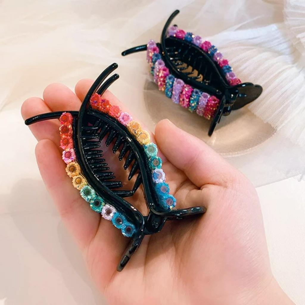 Hair Clip Korean Rainbow Hair Clip Big Crabs Ponytail Bun Hairpin Headwear Accessory Gift