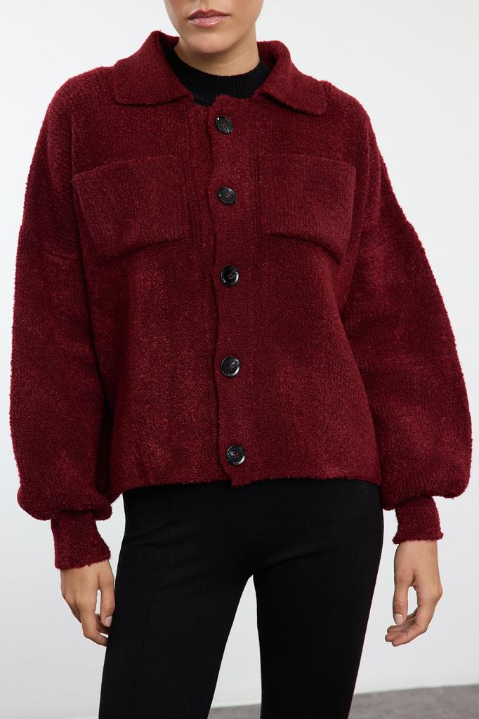 Women's Fashionable Stylish Cardigan Navy Blue Soft Textured Coat Look Knitwear Cardigan