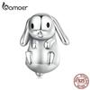 BAMOER Стерлингового Серебра 925 пробы милый вислоухий кролик Подвески из бисера для женщин браслет и браслет DIY ювелирные изделия