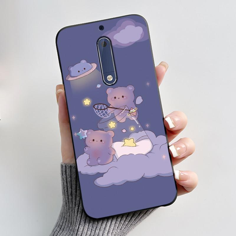 Чехол Для Nokia 5 Эстетичный Модный Милый Кот Мультяшный Черный Мягкий ТПУ Чехол для Телефона Для Nokia 5 Чехол-Бампер TA-1053 TA-1024