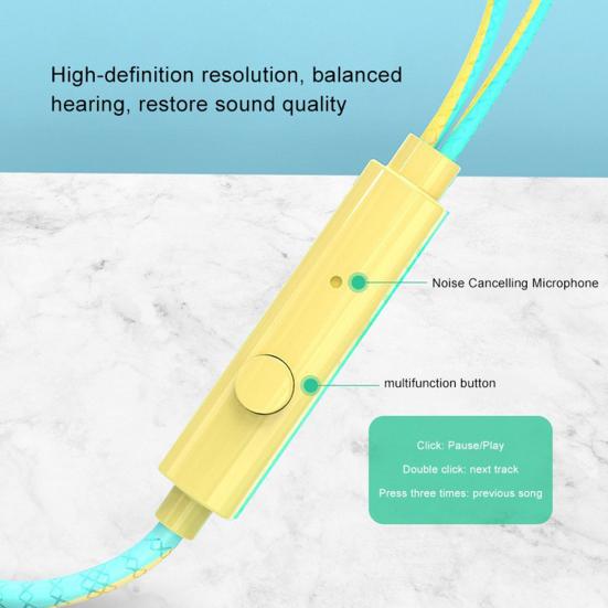 Наушники с микрофоном Музыкальный плеер Прочный кабель Стильные наушники-вкладыши с проводным управлением для путешествий