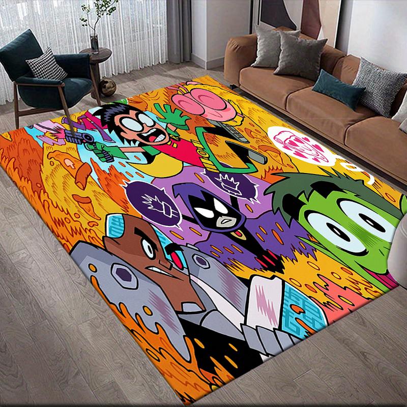 Teen Titans Go! Character Poster Square Area Rug, Non-Slip Floor Mat for Home Office, Perfect Gift for Fans.chl