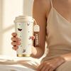 Coffee Mug 532ml Butterfly, Polka Dot & Bow Elements Lanyard Insulated Cup Leakproof Coffee Cup Beach Cup Car Cup Large Capacity Cup
