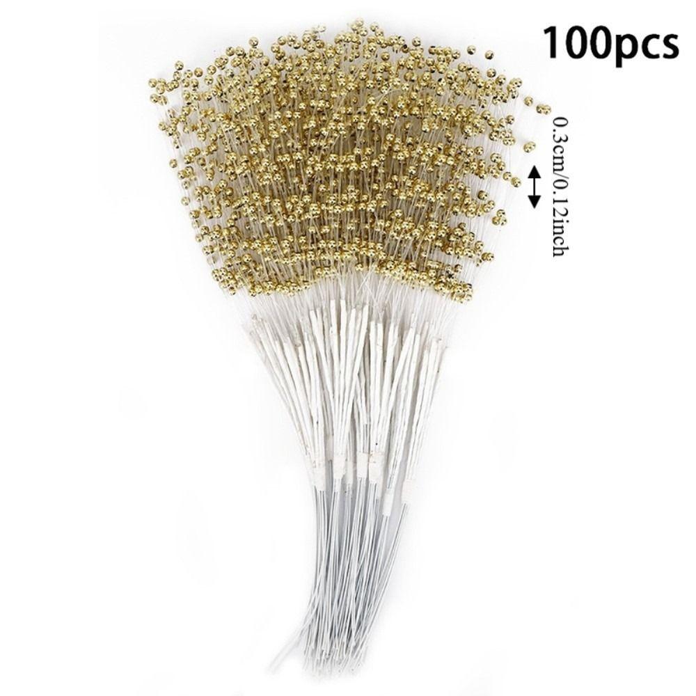 100pcs Artificial Pearls Pearl Sticks 3mm Bead DIY Accessories Decor String Pearls Wedding Party