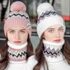 2PCS Beanies Cycling Windproof Hat Scarf Set Outdoor Plush Velvet Winter Ear Protection Neck Warmer Women