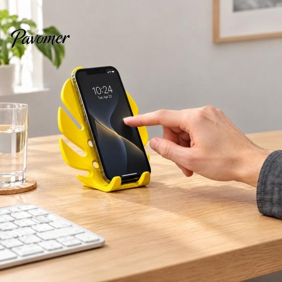 Monstera Leaf Phone Stand 3D Printed Holder, Cute Desktop Cell Stand, Decorative Tropical Creative Gift for Coworkers Mount Home and Office, Vertical