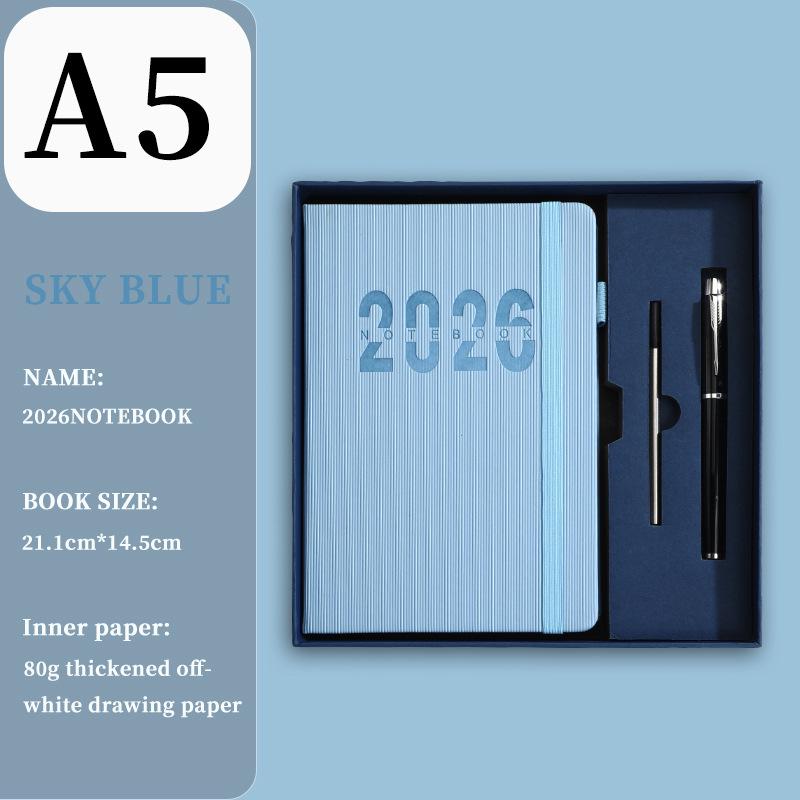 Ежедневник на английском языке на 2026 год с резинкой: Годовой календарь, Еженедельник, 365-дневный блокнот для эффективности