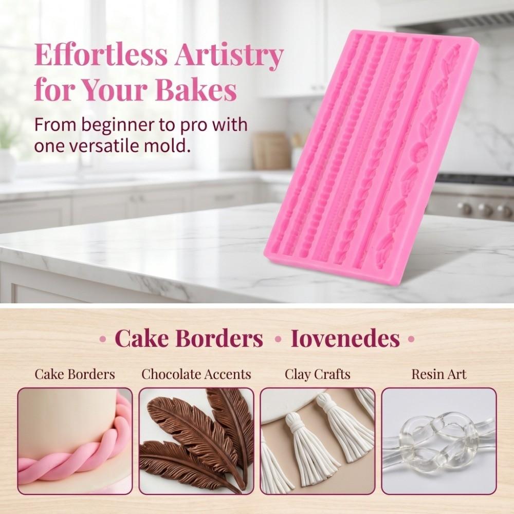 Embossed Pattern Silicone Fondant Mold Non Stick Lace Chain Mold Clay Mold Fondant Gumpaste