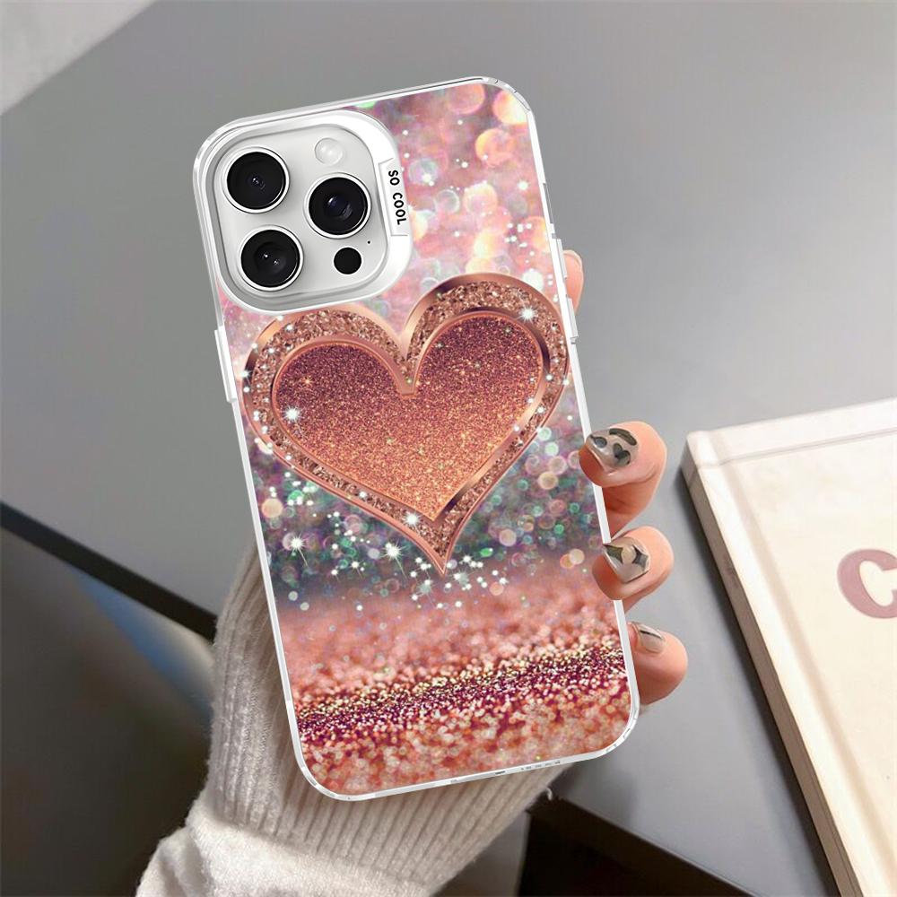 Любовь Розовое Золото Стиль Чехол Для Телефона Для iPhone 16 15 14 13 12 11 Pro Max X XR XSMAX Матовый Ударопрочный Задний Чехол