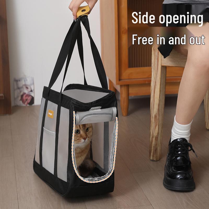 Портативная сумка-переноска для кошек и маленьких собак - Зимние путешествия, на плечо и в руке, большая вместимость, с сеткой.