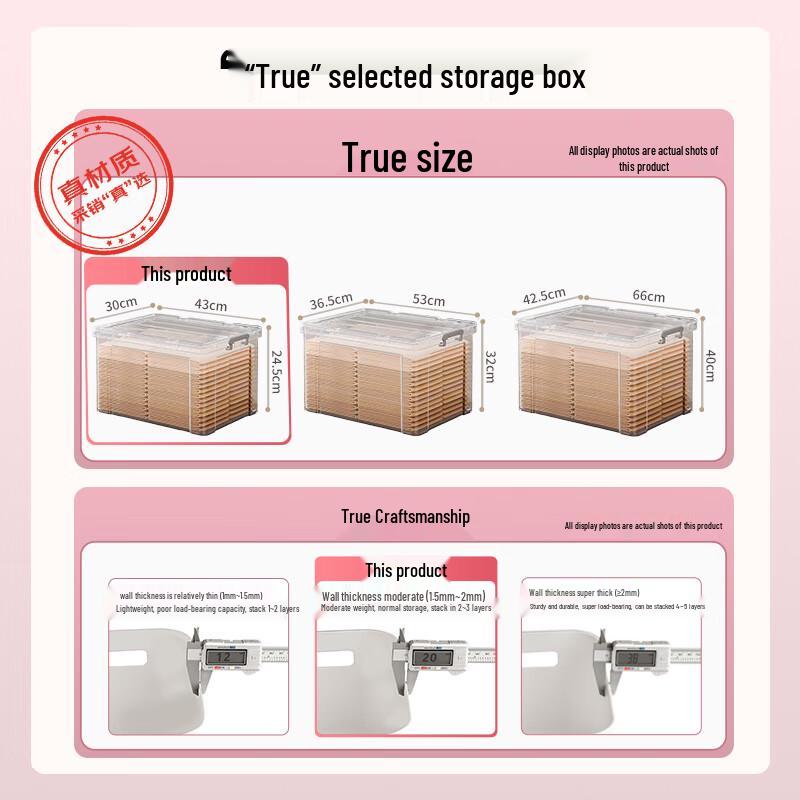 Jiabangshou Clear Plastic Storage Box for Clothes & Toys