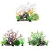 Fishtanks Scene Decoration with 7Pieces Artificial Fishtanks Plastic Plant and Cave Rock Aquariums Landscaping Coral Grass X3UC