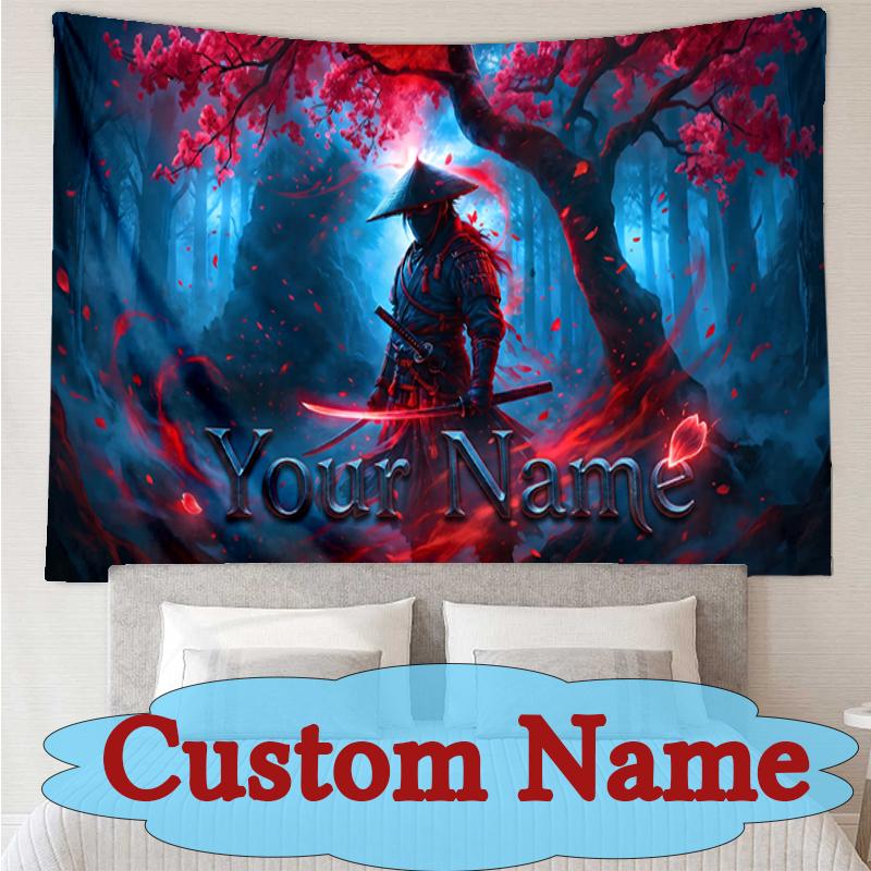 Customized Name Interior Tapestry Wall Hanging Samurai Forest Fantasy Party for Home Decor Aestheticism Tapestry Large Tapestry