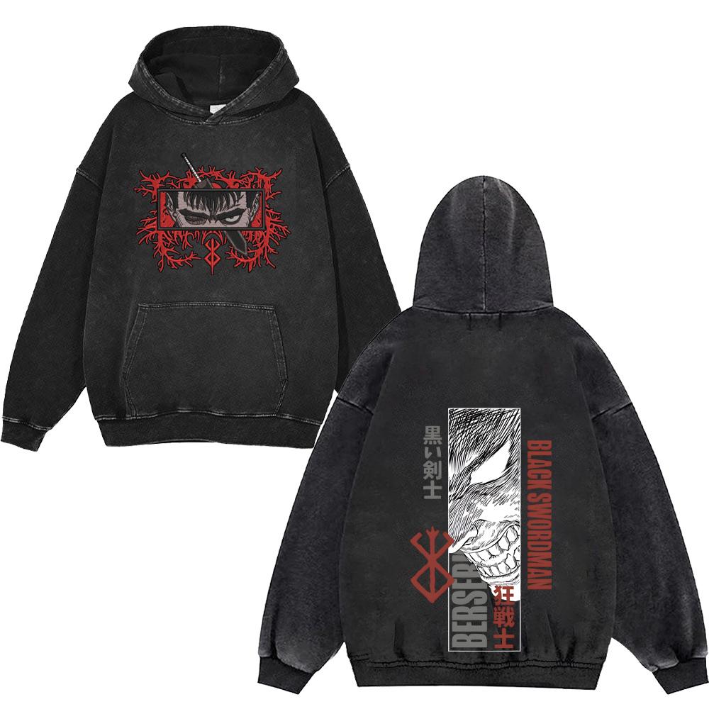Berserk Аниме Одежда Кишки Принт Мужчины Женщины Винтаж Манга Толстовки С Капюшоном Стирать Хлопок Толстовка Harajuku Мужской Плюс Размер Уличная Одежда