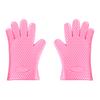 1 Pair Silicone Gloves Heat Resistant Oven Mitts with Quilted Liner Non-Slip Textured Grip Kitchen Gloves for BBQ Baking Cooking